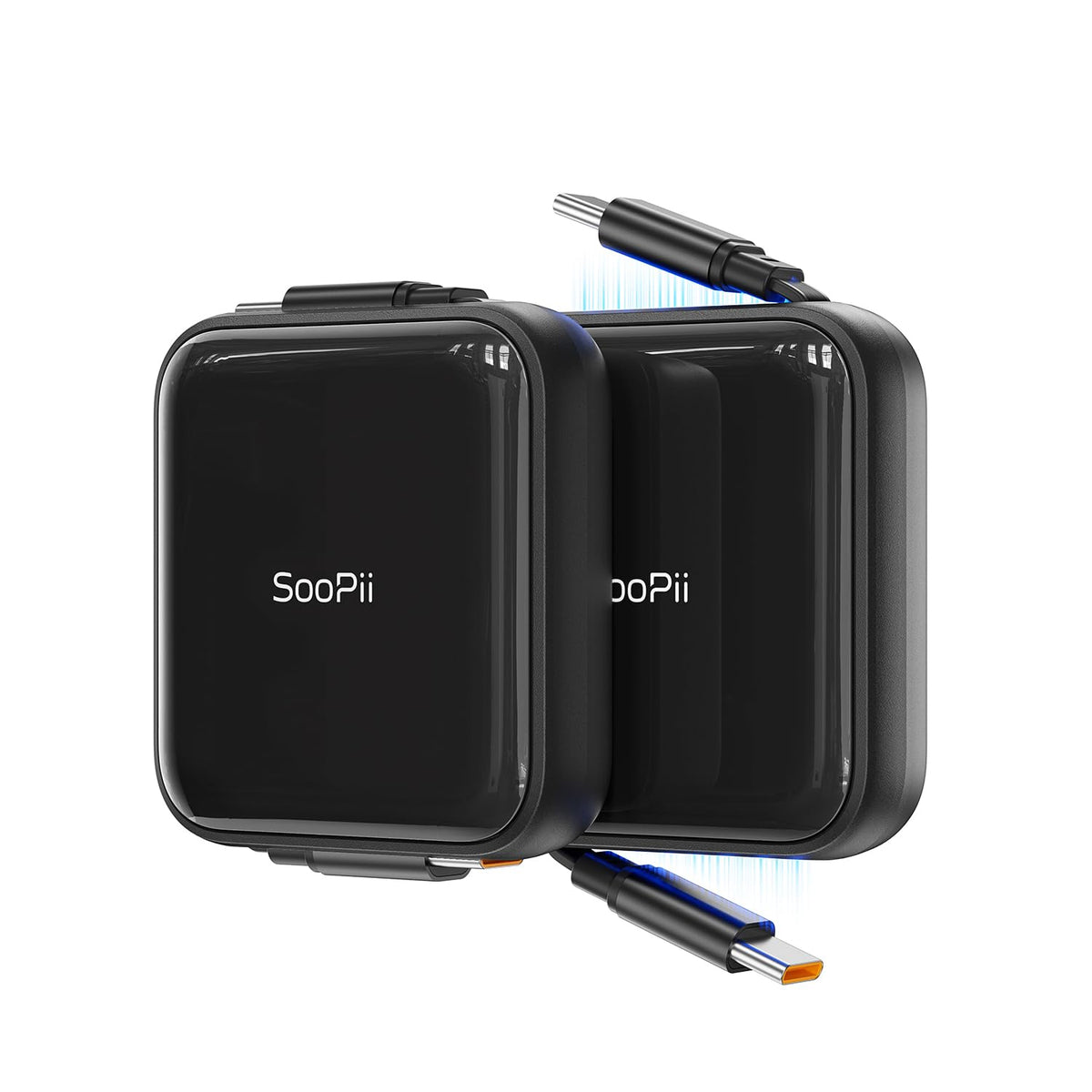 SooPii S103 240W retractable USB-C cable with magnetic Mag-Snap storage — main product photo, black