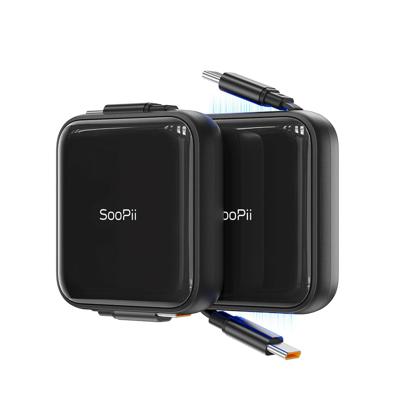 SooPii S103 240W retractable USB-C cable with magnetic Mag-Snap storage — main product photo, black