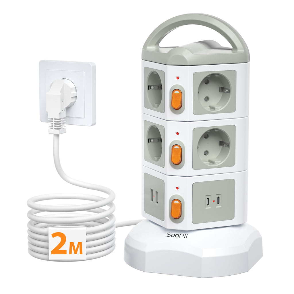 TPS10 Power Strip Tower, 10 Outlets, 4 USB, Surge Protection — Main product photo