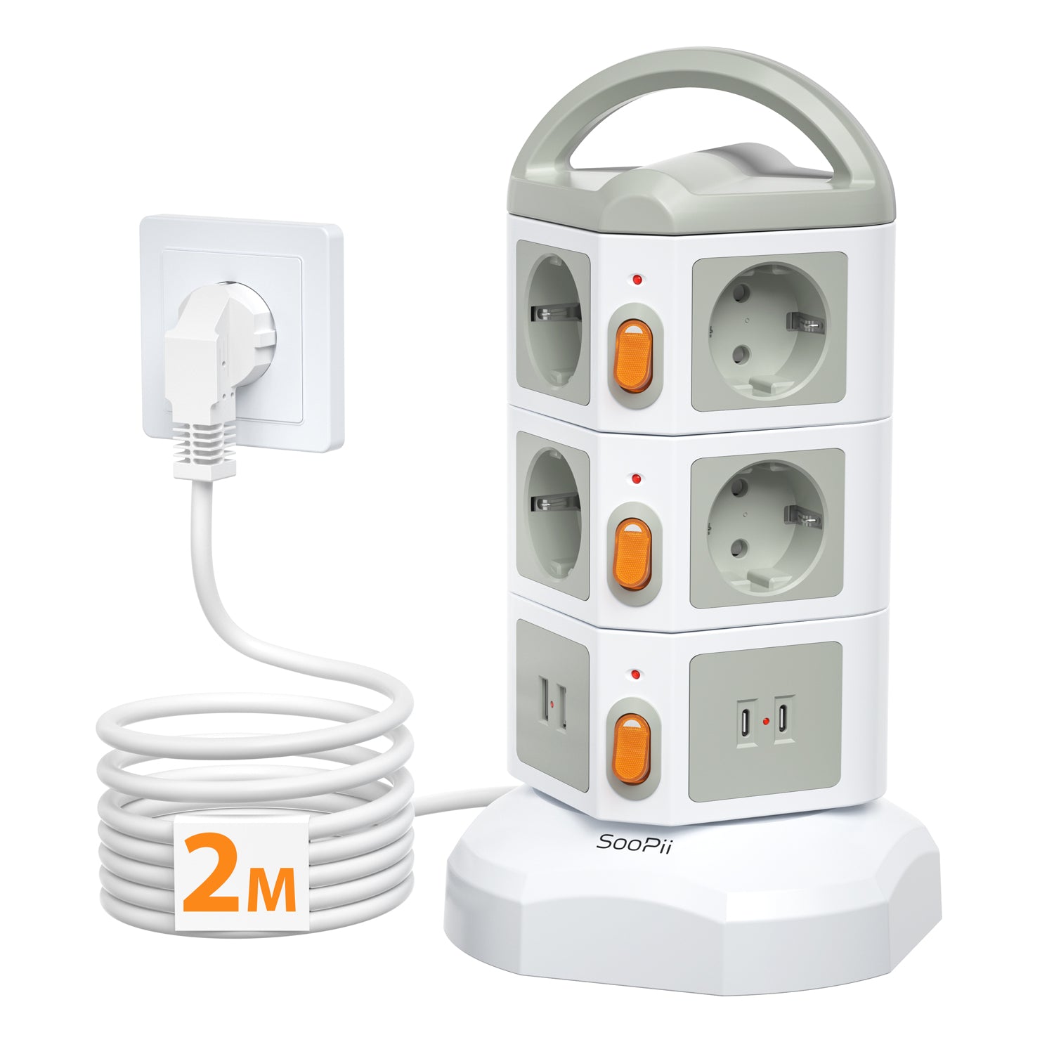 TPS10 Power Strip Tower, 10 Outlets, 4 USB, Surge Protection — Main product photo