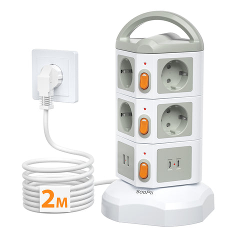 TPS10 Power Strip Tower, 10 Outlets, 4 USB, Surge Protection — Main product photo