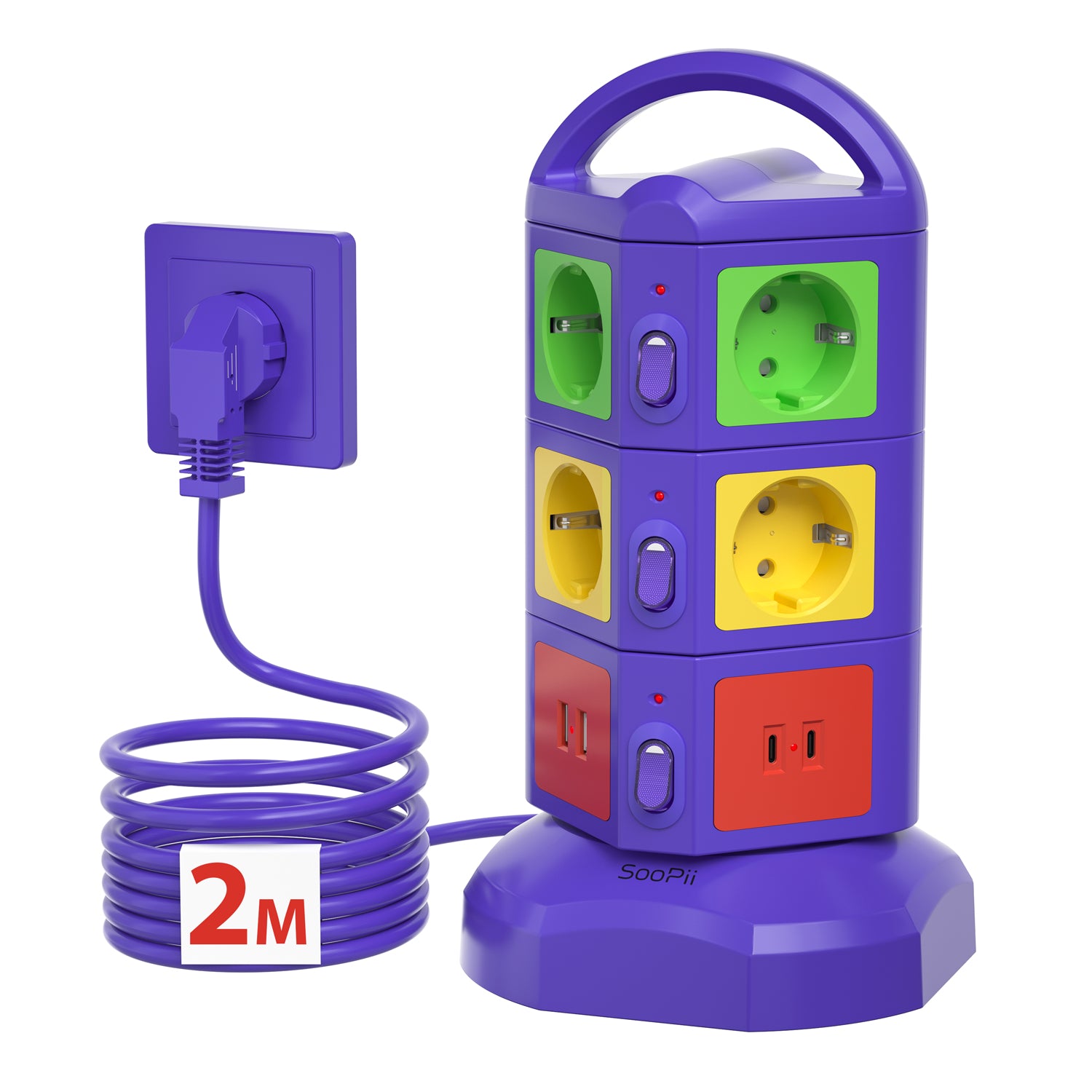 TPS10 Power Strip Tower, 10 Outlets, 4 USB, Surge Protection — Fast charging feature