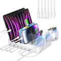 SooPii CS61 charging station with 50W power, 6 ports, and 6 mixed cables for multi-device charging setup.