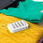 SooPii CS45 mini charging station with 35W power, 4 ports, and four mixed cables for multiple device charging.