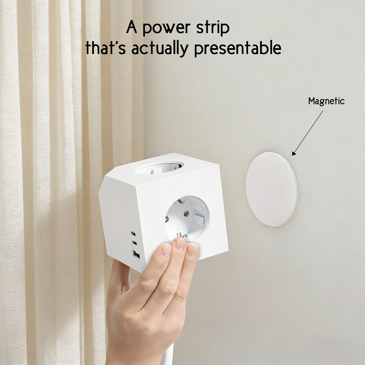 EU-E25 Cube Power Strip, 3 AC + 3 USB, Individual Switches, 3680W — Ports and connectivity