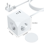 EU-E25 Cube Power Strip, 3 AC + 3 USB, Individual Switches, 3680W — Fast charging feature