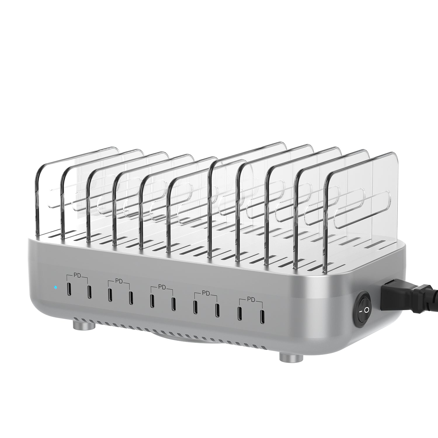 CS102 Charging Station(100W,10 Ports,3PD) with 10 mixed cables — Scene and lifestyle