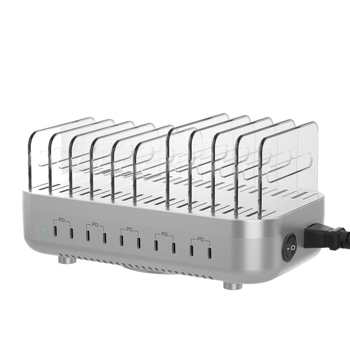CS102 Charging Station(100W,10 Ports,3PD) with 10 mixed cables — Scene and lifestyle