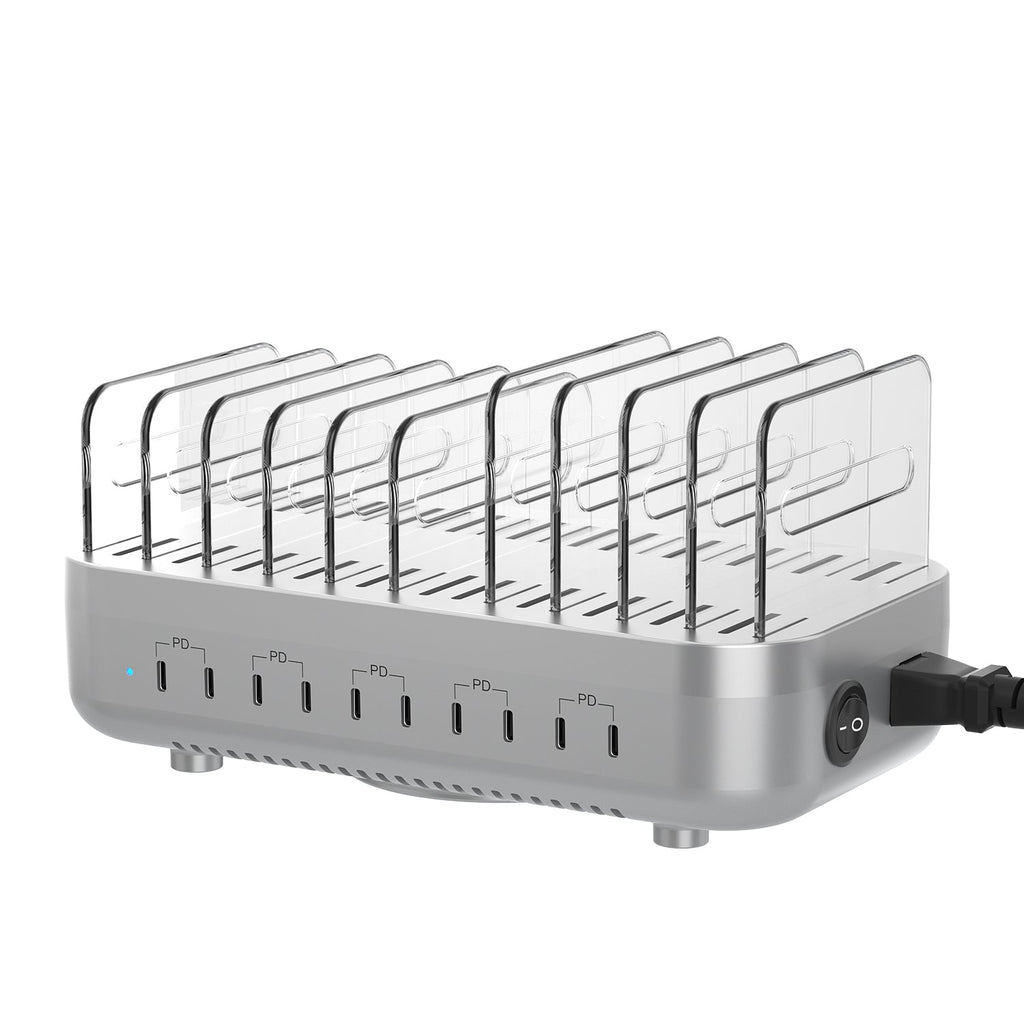 CS102 Charging Station(100W,10 Ports,3PD) with 10 mixed cables — Scene and lifestyle