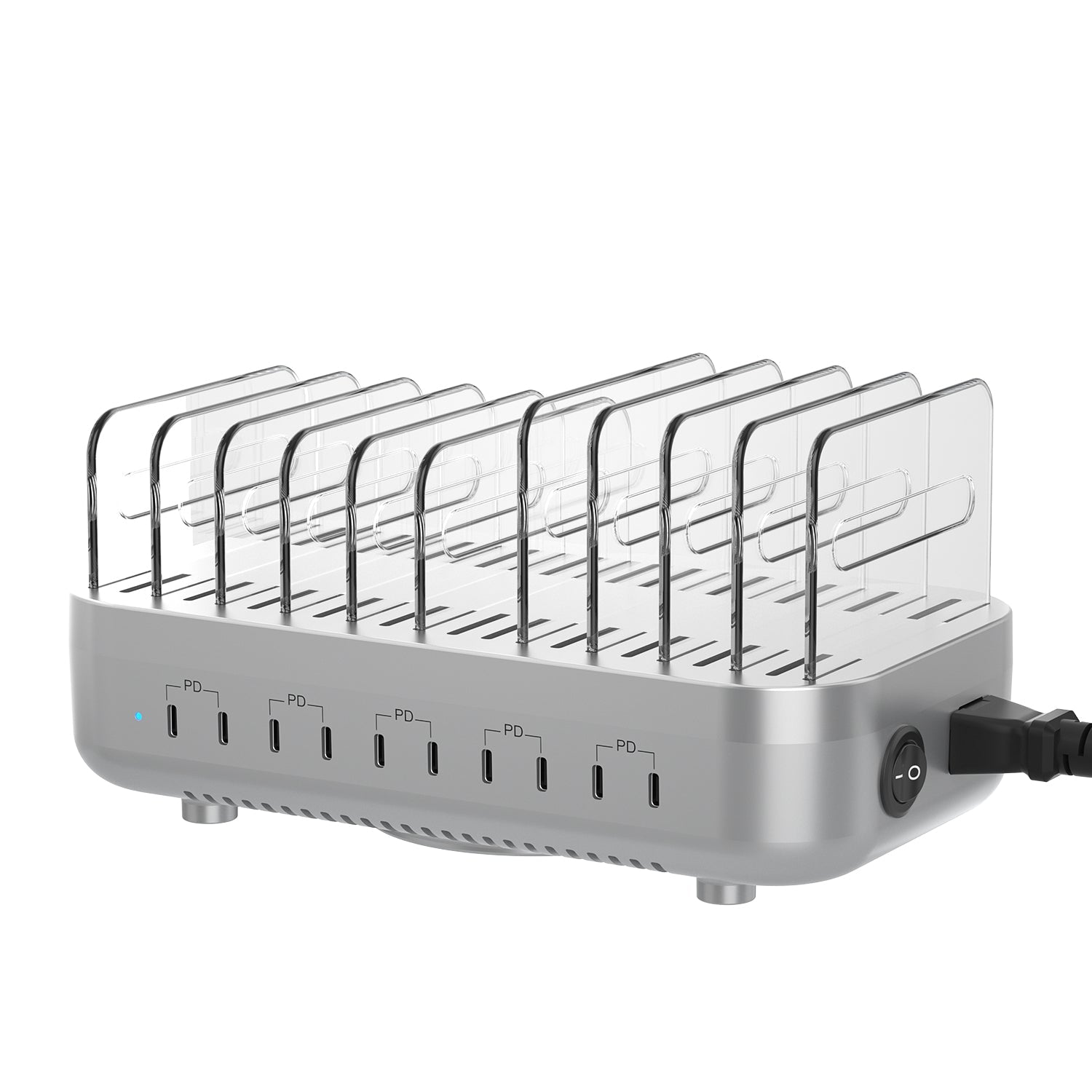 CS102 Charging Station(100W,10 Ports,3PD) with 10 mixed cables — Scene and lifestyle