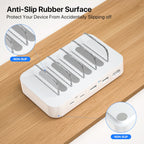 SooPii CS45 mini charging station with 4 ports and mixed cables, compact design for efficient device charging.