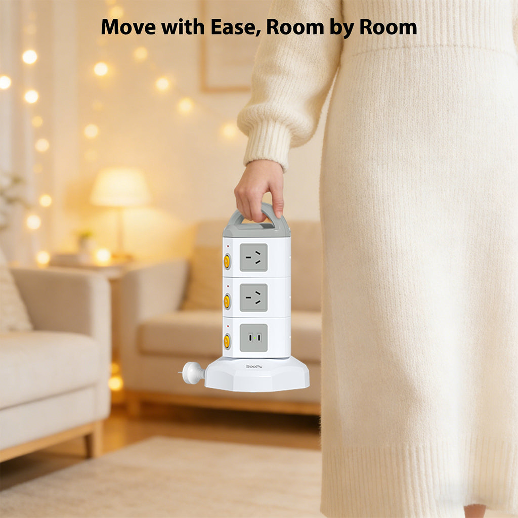 SooPii USB-C Power Strip Tower, 10 Outlets + 4 USB,TPS10