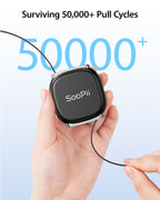 SooPii S86 USB-C to USB-C cable, 1m retractable design, supports 240W fast charging, shown coiled with connectors visible