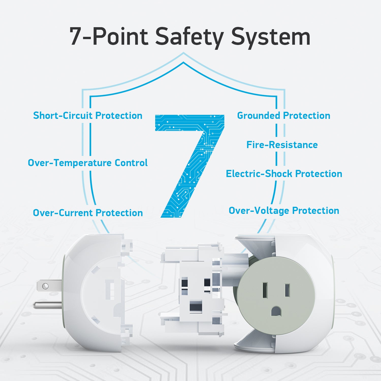 US-GC11 5-Outlet Power Strip Box, 4 USB, Individual Switches — Detail 8