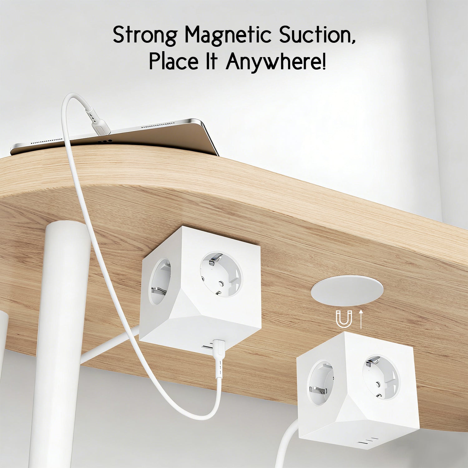 EU-E25 Cube Power Strip, 3 AC + 3 USB, Individual Switches, 3680W — Detail 10