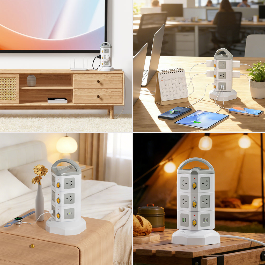 SooPii USB-C Power Strip Tower, 10 Outlets + 4 USB,TPS10