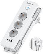 EU-E30 Flat Power Strip, 3 AC + 3 USB, PD 20W, Cable Winding, 3680W — Main product photo