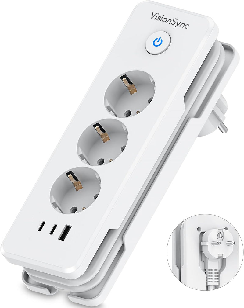SooPii EU-E30 Flache Steckerleiste, 3 AC + 3 USB, PD 20W, Kabelaufwicklung, 3680W