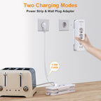 EU-E30 Flat Power Strip, 3 AC + 3 USB, PD 20W, Cable Winding, 3680W — Safety protection