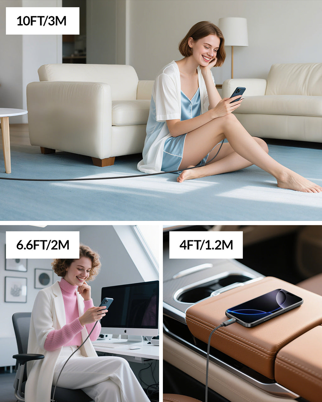 SooPii S69 USB-C to USB-C cable, 1.2m, 240W wattage display, nylon-braided design for durable fast charging and data transfer