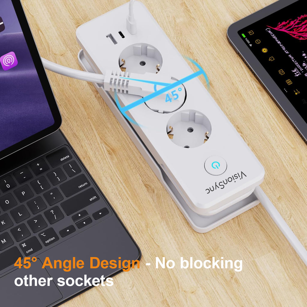 EU-E30 Flat Power Strip, 3 AC + 3 USB, PD 20W, Cable Winding, 3680W — Detail 8