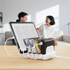 SooPii CS50 35W charging station with 5 ports and mixed cables, compact multi-device power charging dock.