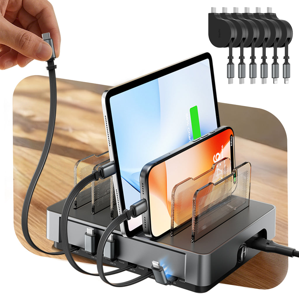 SooPii Charging Station, 120W 6-Port Retractable, H1 Pro EU