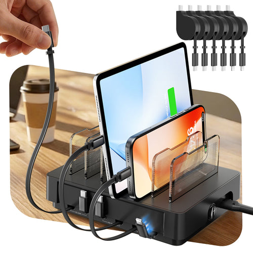HomeHub H1 60W 6-Port Charging Station with Retractable Cables — Main product photo