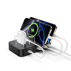 SooPii CS45 mini charging station with 4 ports and mixed cables, compact 35W power hub for multiple device charging.