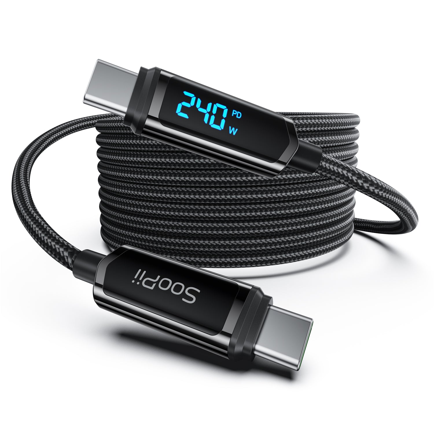 S69 usb-c to usb-c cable(1.2m,240W,Wattage display,Nylon-Braided) — Scene and lifestyle
