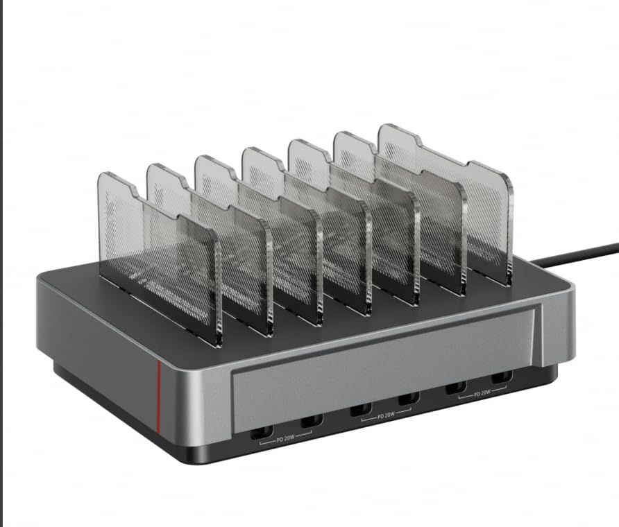 SooPii H1 Pro 120W 6-Port Retractable Charging Station — main product photo, grey