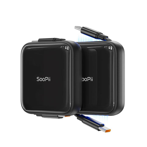 SooPii S103 240W retractable USB-C cable with magnetic Mag-Snap storage — main product photo, black