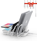 SooPii WiV6 Pro charging station with 70W power, 5 ports, 15W wireless charger, and 5 mixed cables for multiple devices