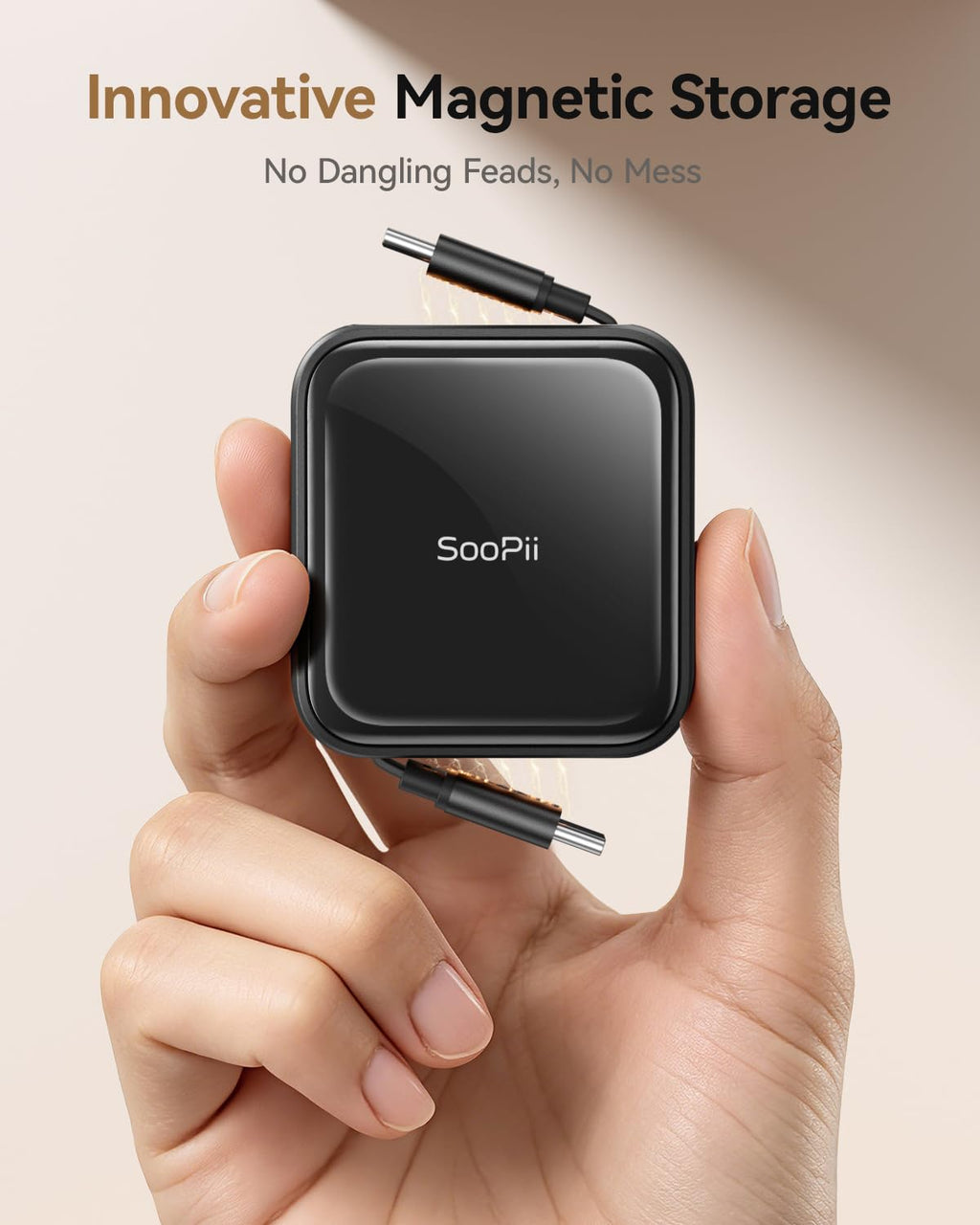 SooPii S103 — magnetic plug locks flat onto the reel