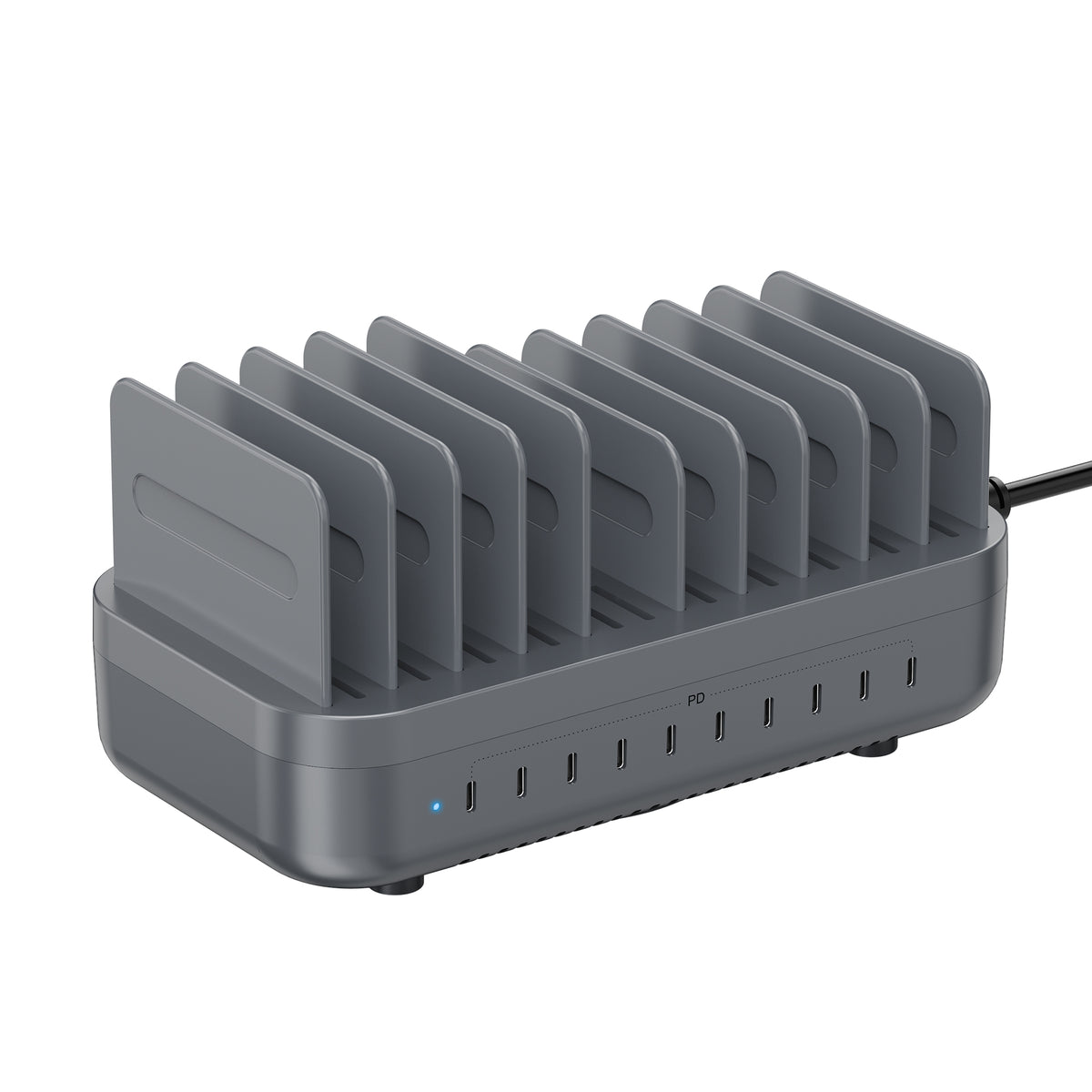 SooPii CS200 200W 10-port USB-C charging station — front view with GaN module