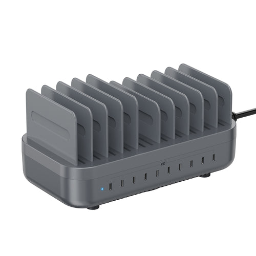 SooPii CS200 200W 10-port USB-C charging station — front view with GaN module