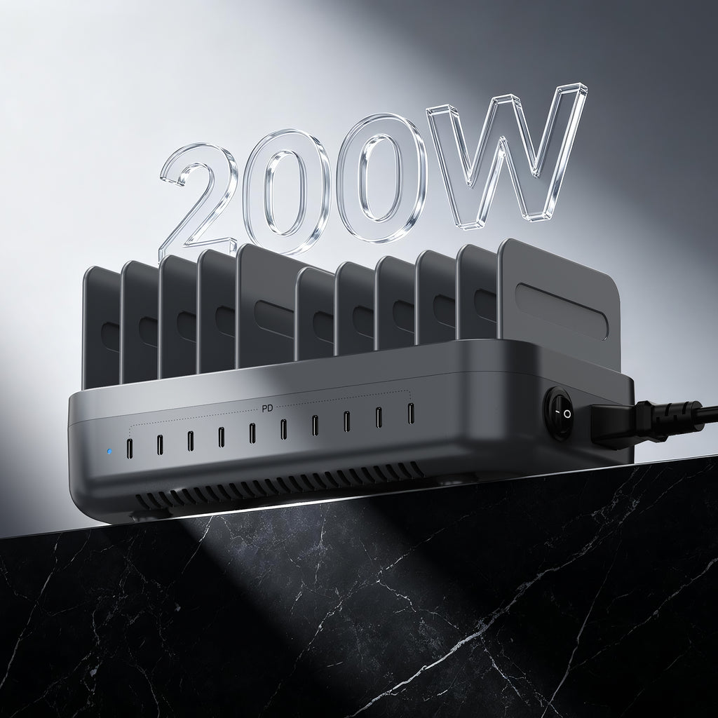 SooPii CS200 10-port charging station with 10 mixed cables included