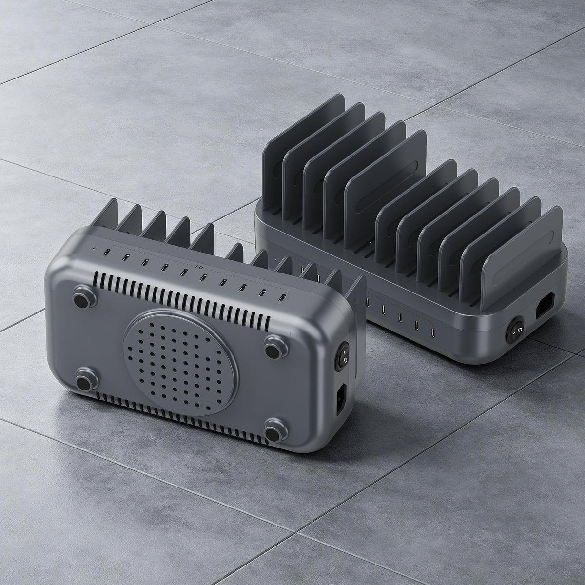 SooPii CS200 USB-C PD fast charging station — top detail of port layout