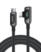 SooPii S40 right angle USB-C to USB-C cable, 1.2m, nylon-braided, 100W wattage display, durable and flexible charging cable