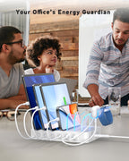 SooPii CS60 Pro charging station with 90W power, 6 ports including 4 PD, and 6 mixed charging cables in a sleek design.