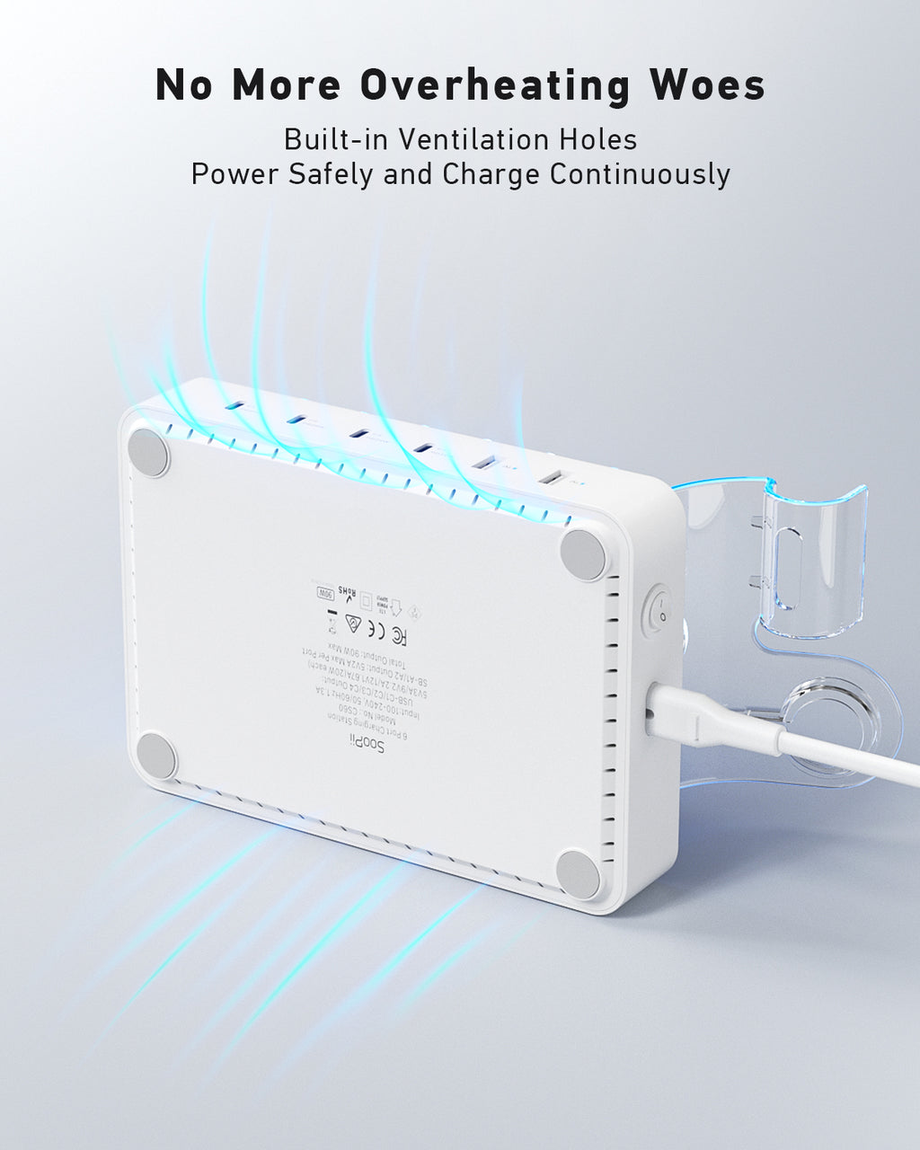 CS60 Pro Charging Station(90W,6 Ports,4PD) with 6 mixed cables — Detail 10
