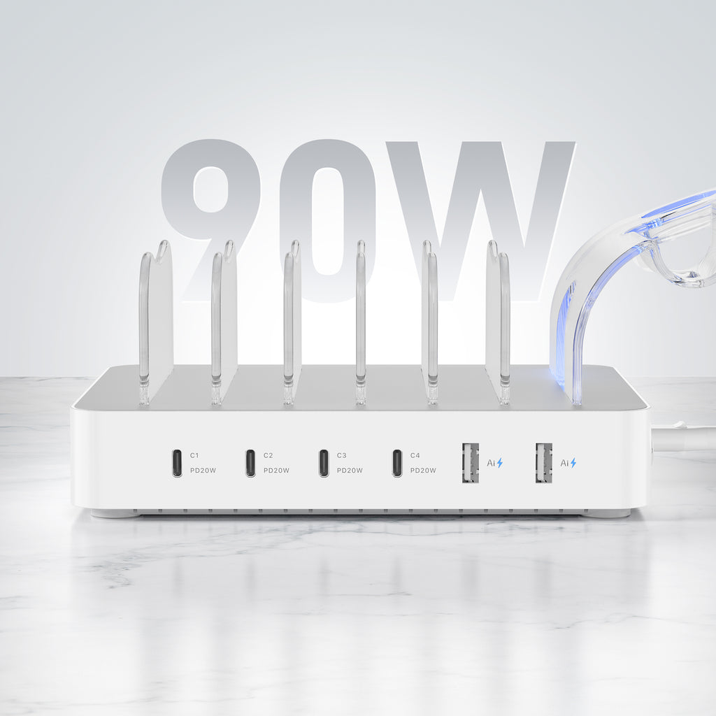 SooPii 90W 6-Port USB-C Charging Station, Multi Device, CS60 Pro