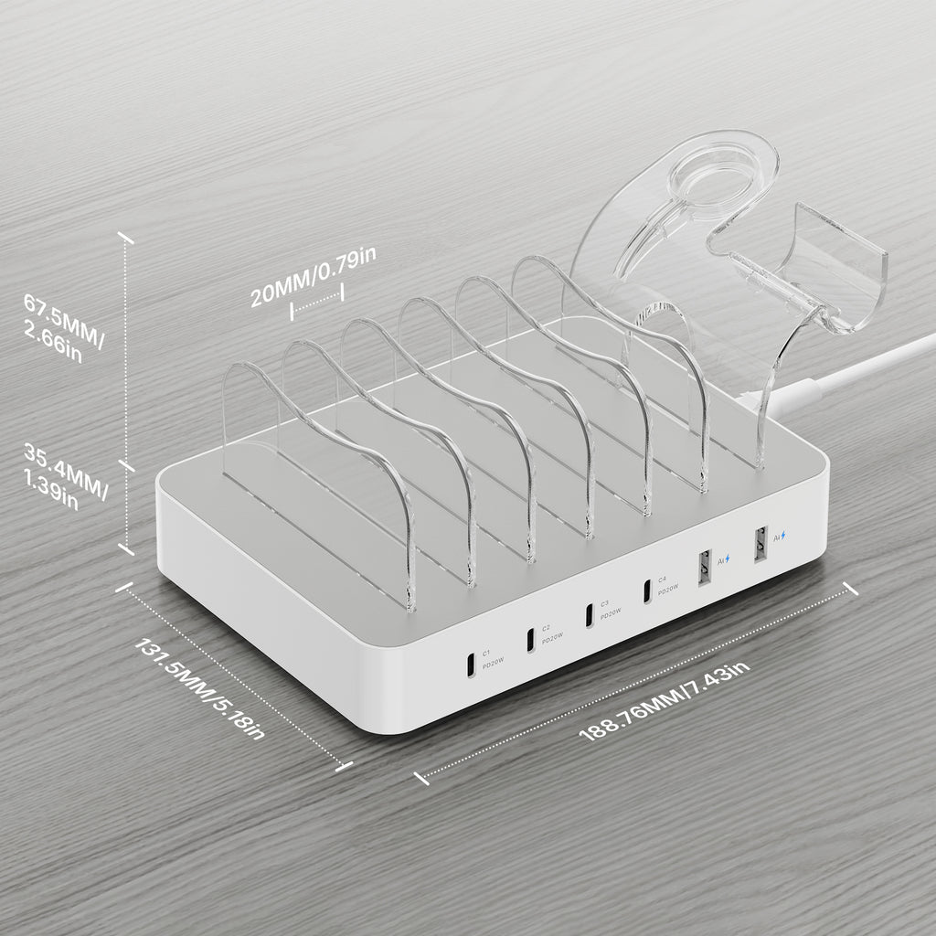 SooPii 90W 6-Port USB-C Charging Station, Multi Device, CS60 Pro