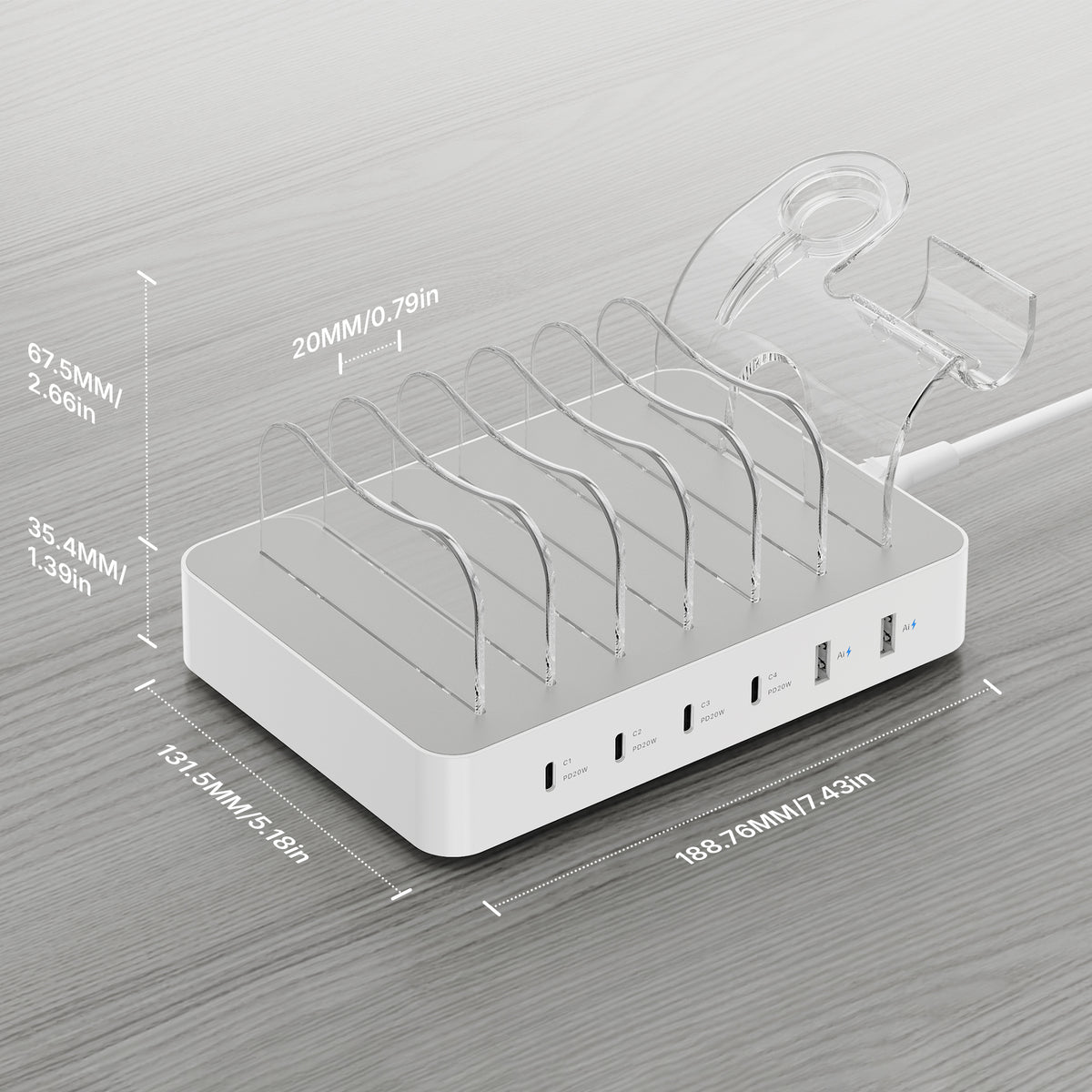 SooPii 90W 6-Port USB-C Charging Station, Multi Device, CS60 Pro