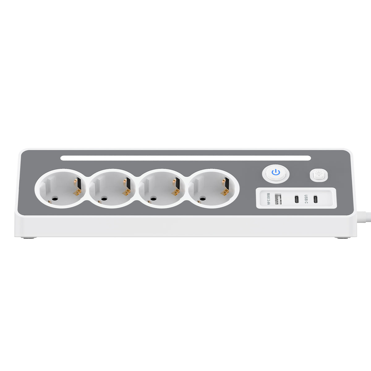 SooPii EU-E28 45° Ecksteckdosenleiste, 4 AC + 3 USB, 3680W