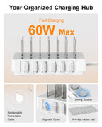HomeHub H1 60W 6-Port Charging Station with Retractable Cables — Detail 14