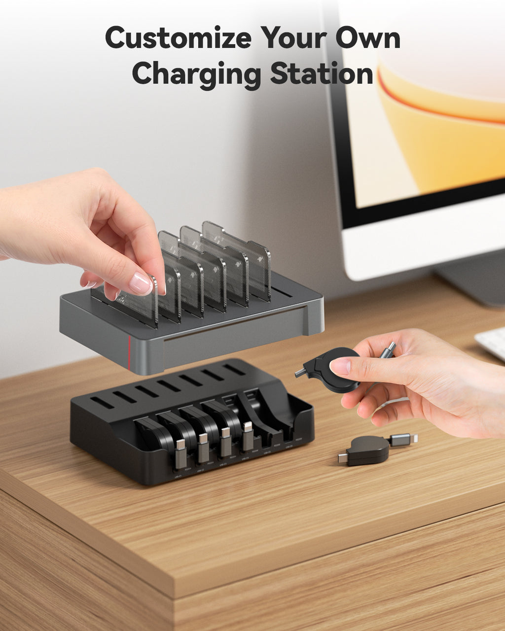 SooPii Charging Station, 120W 6-Port Retractable, H1 Pro EU