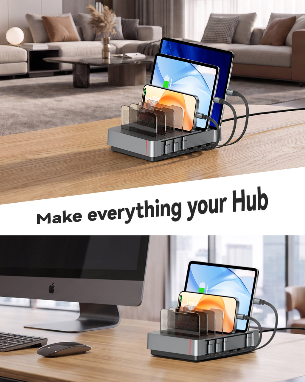 SooPii Charging Station, 120W 6-Port Retractable, H1 Pro EU