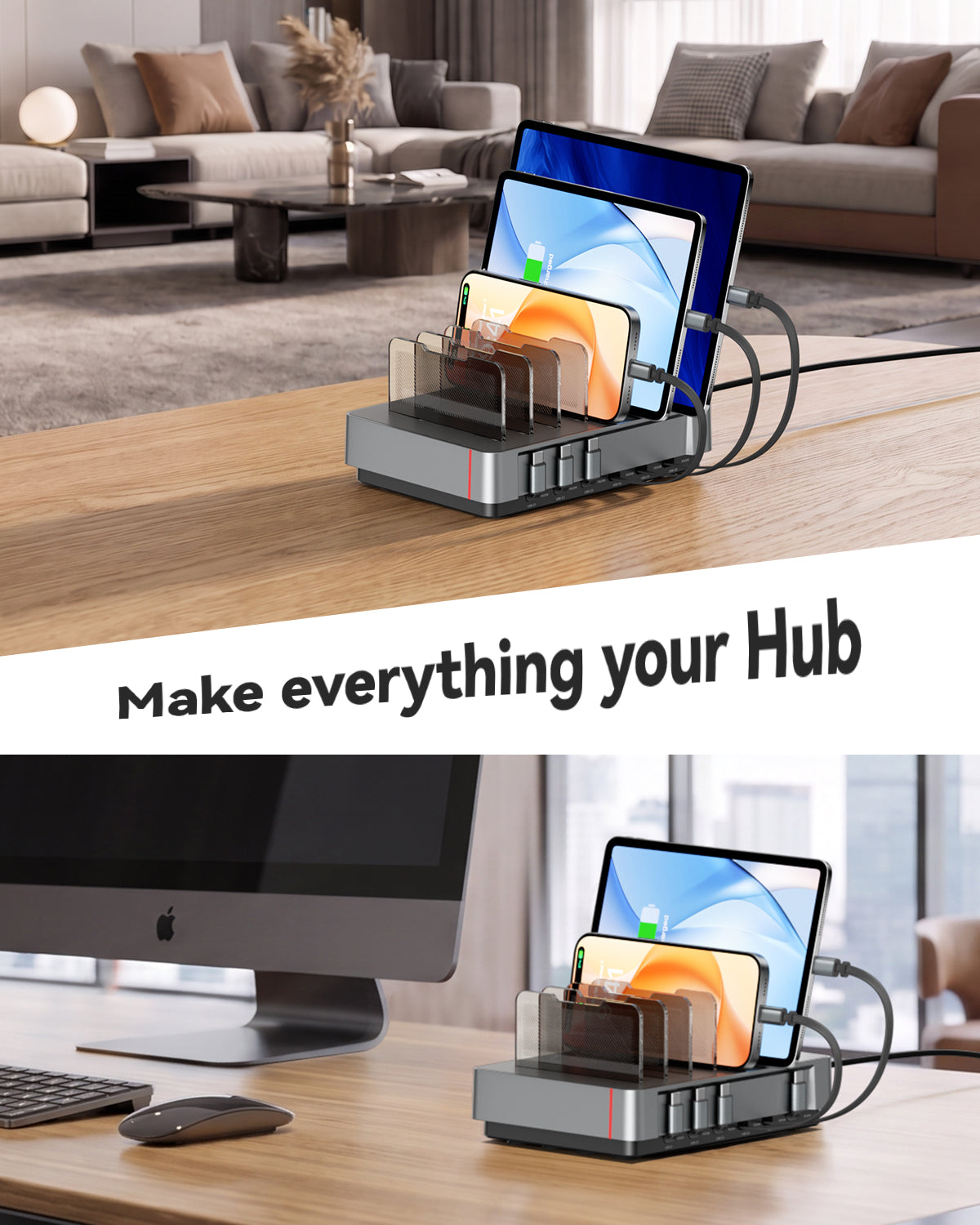 SooPii Charging Station, 120W 6-Port Retractable, H1 Pro EU