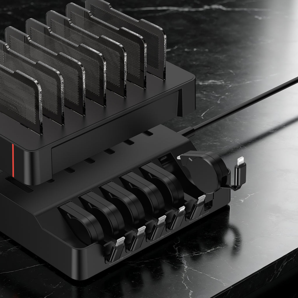 SooPii H1 60W PD fast charging station with silicone retractable cables